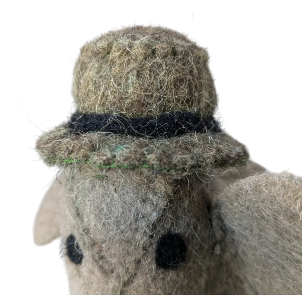 Wool Felt Elephant Piggy Bank Zoo Animal Nursey Baby Whimsical Decor Gray